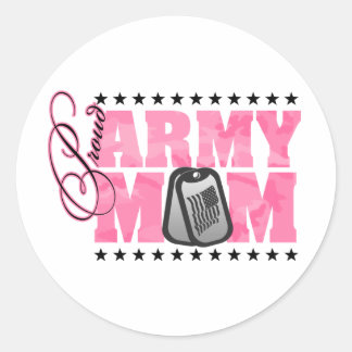 Proud Army Mum Pink Camo Classic Round Sticker
