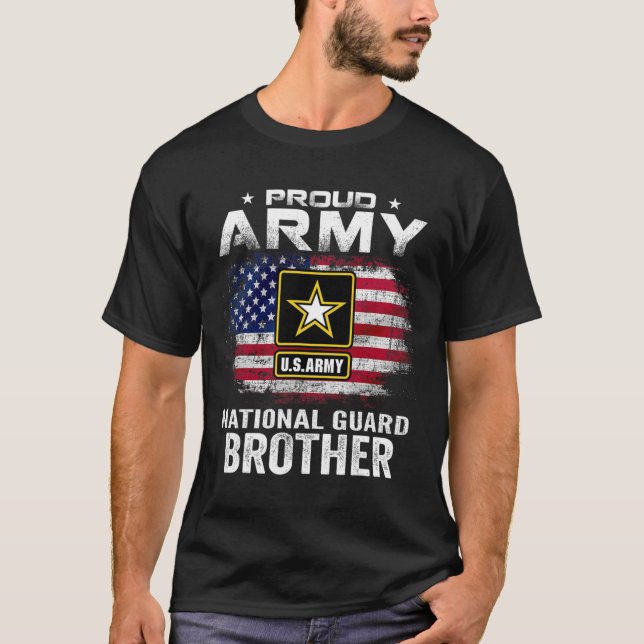 Proud Army National Guard Brother With American Fl T-Shirt (Front)