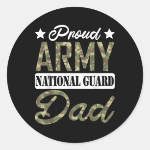 Proud Army National Guard Dad Military Family Vete Classic Round Sticker
