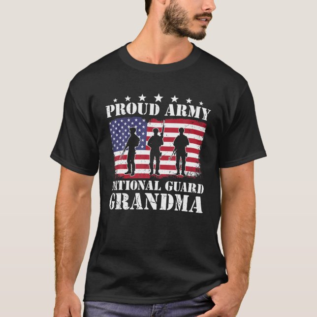Proud Army National Guard Grandma Military 4Th Jul T-Shirt (Front)