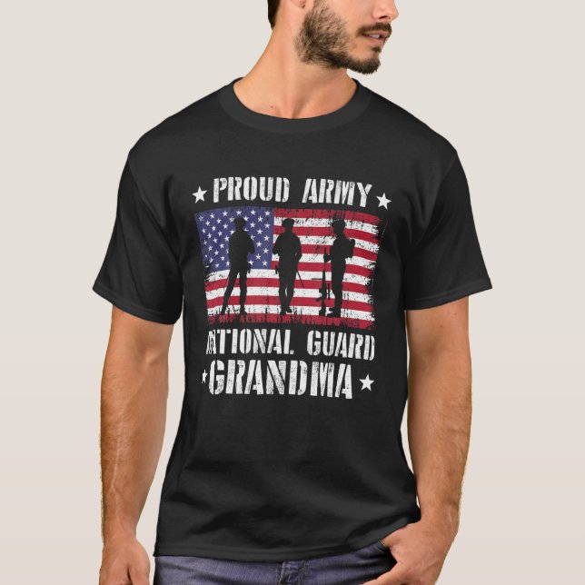 Proud Army National Guard Grandma Military America T-Shirt (Front)