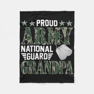 Proud Army National Guard Grandpa Military Family Fleece Blanket