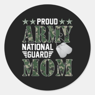 Proud Army National Guard Mum Military Family Vete Classic Round Sticker