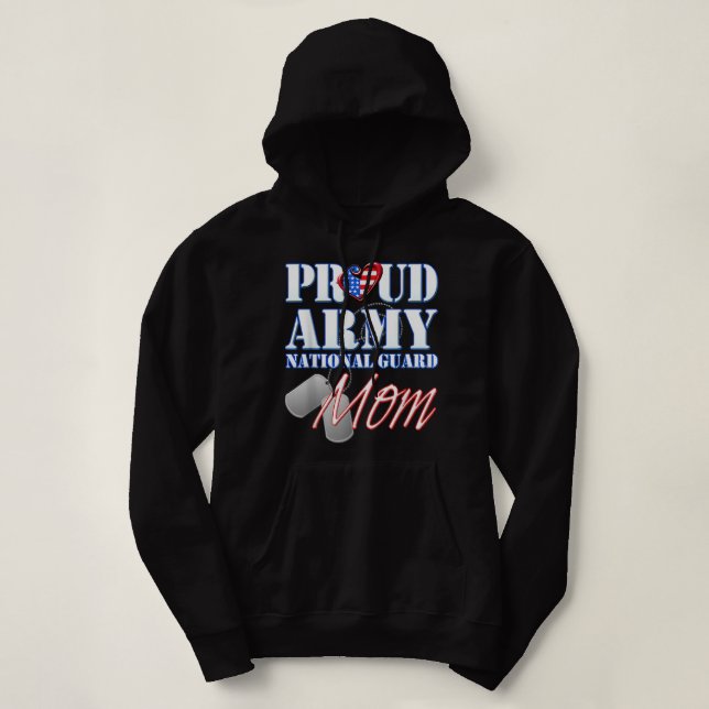 Proud Army National Guard Mum USA Heart Mothers Da Hoodie (Design Front)