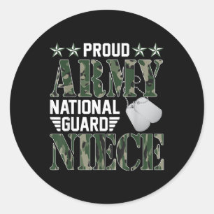 Proud Army National Guard Niece Military Family Ve Classic Round Sticker