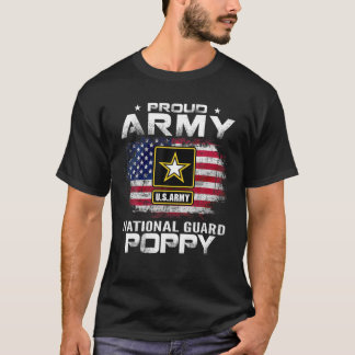 Proud Army National Guard Poppy With American Flag T-Shirt