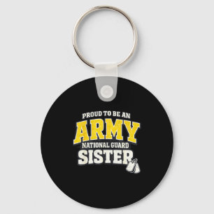 Proud army national guard sister military family P Key Ring