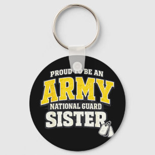 Proud army national guard sister military family P Key Ring