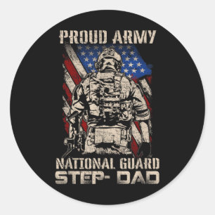 Proud Army National Guard Step-dad Shirt Veterans  Classic Round Sticker