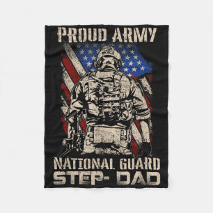 Proud Army National Guard Step-dad Shirt Veterans Fleece Blanket