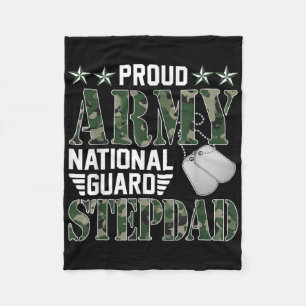 Proud Army National Guard Stepdad Military Family Fleece Blanket