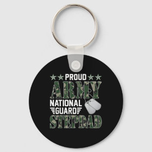 Proud Army National Guard Stepdad Military Family Key Ring