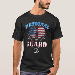 Proud Army National Guard US Flag Hear Mens Womens T-Shirt