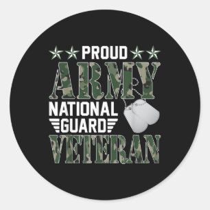 Proud Army National Guard Veteran Military Family Classic Round Sticker
