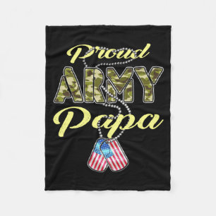 Proud Army Papa Flag Camo Dog Tags Pride Military Fleece Blanket