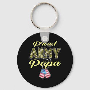 Proud Army Papa Flag Camo Dog Tags Pride Military Key Ring