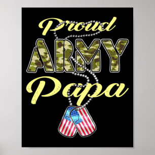 Proud Army Papa Flag Camo Dog Tags Pride Military Poster
