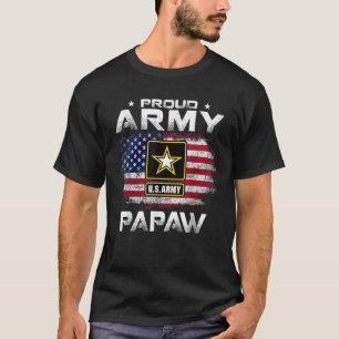 Proud Army Papaw With American Flag For Veteran Gi T-Shirt
