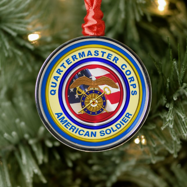 Proud Army Quartermaster Corps Veteran Christmas Metal Tree Decoration (Tree)