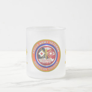 Proud Army Signal Corps Veteran Frosted Glass Coffee Mug