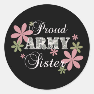 Proud Army Sister [fl c] Classic Round Sticker