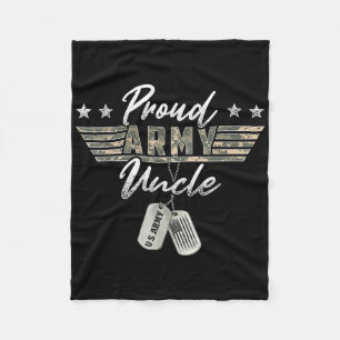 Proud Army Uncle American Veteran Military Fleece Blanket