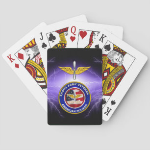 Proud Army Veteran Aviation Black Lightning Playing Cards