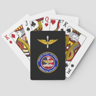 Proud Army Veteran Aviation Black Playing Cards
