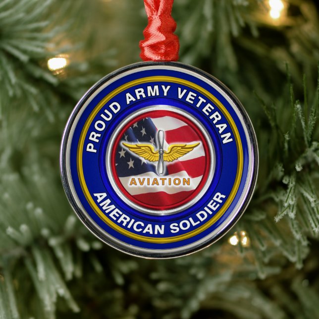 Proud Army Veteran Aviation Christmas Metal Tree Decoration (Tree)
