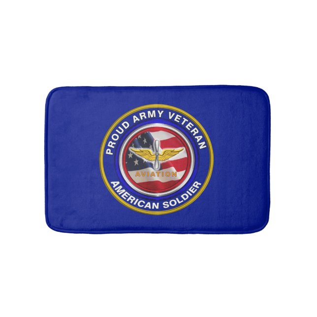 Proud Army Veteran Aviation Soldier Bath Mat (Front)
