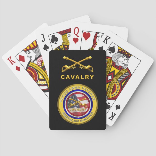 Proud Army Veteran Cavalry Soldier Playing Cards (Back)