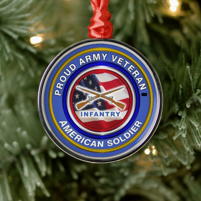 Proud Army Veteran Infantry Christmas Metal Tree Decoration (Tree)