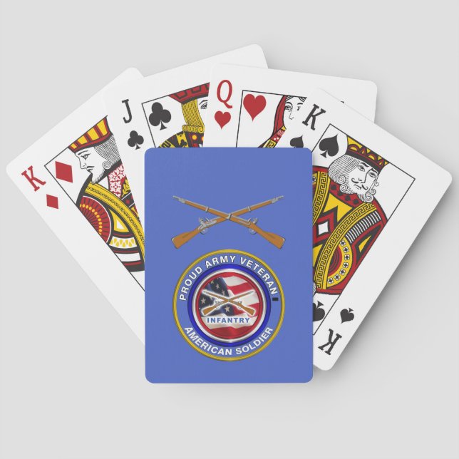 Proud Army Veteran Infantry Colours Playing Cards (Back)