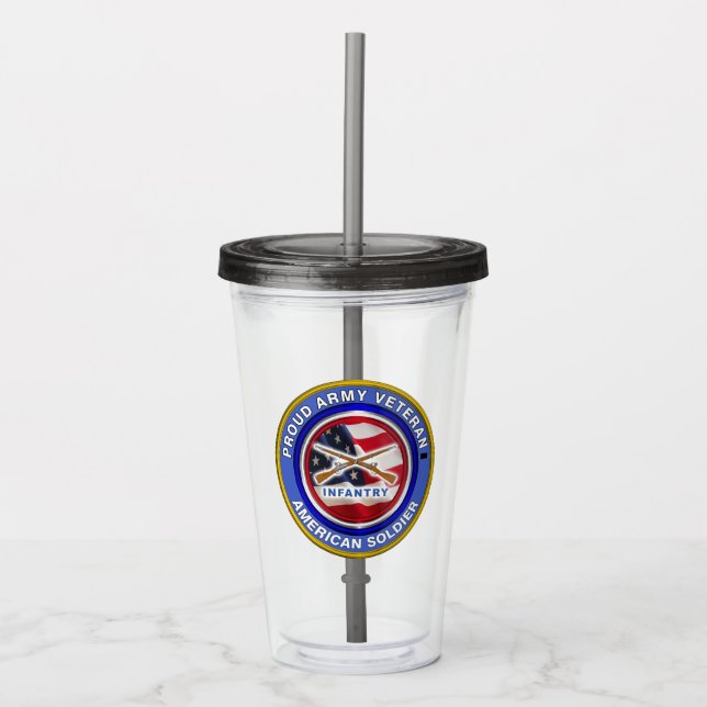 Proud Army Veteran Infantry Soldier Acrylic Tumbler (Front)