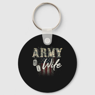 Proud Army Wife American Veteran Military Gift Key Ring