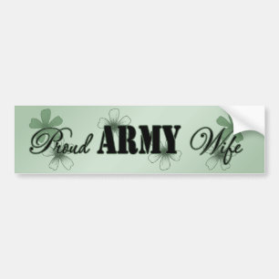 Proud Army Wife Green Flowers Bumper Sticker