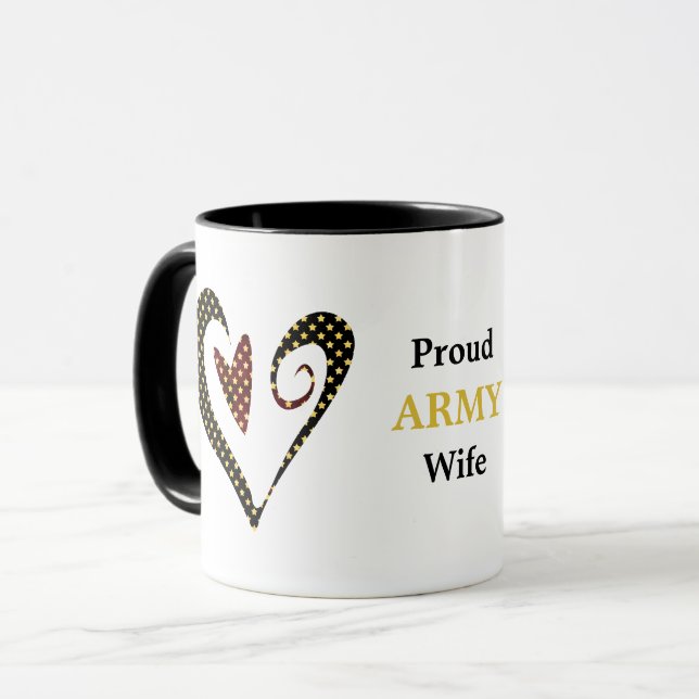 Proud Army Wife Heart Stars Mug (Front Left)
