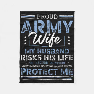Proud Army Wife Husband Securing Freedom Soldier V Fleece Blanket