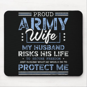 Proud Army Wife Husband Securing Freedom Soldier V Mouse Mat