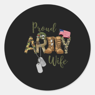 Proud army wife military wife with dog tag us flag
