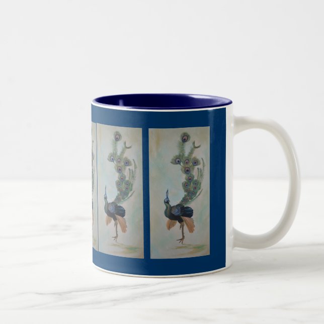 Proud As A Peacock Colourful Courtship Display Two-Tone Coffee Mug (Right)