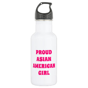 Proud Asian American Girl, hot pink white 532 Ml Water Bottle