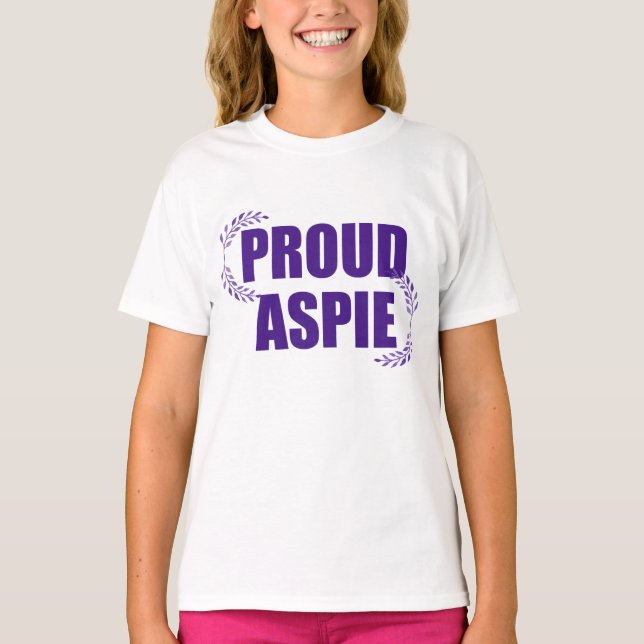 Proud Aspie Pretty Purple Asperger Syndrome Kids T-Shirt (Front)
