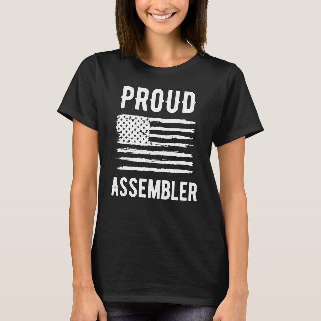 Proud Assembler Profession American Flag T-Shirt (Front)