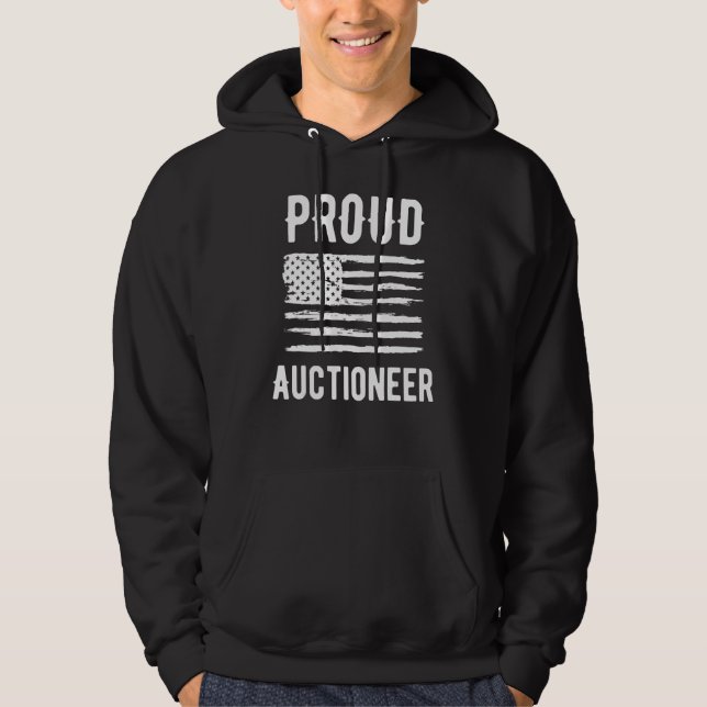Proud Auctioneer Profession American Flag Hoodie (Front)