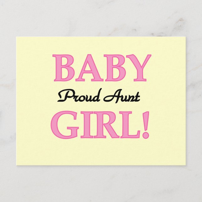 Proud Aunt Baby Girl Tshirts and Gifts Postcard (Front)