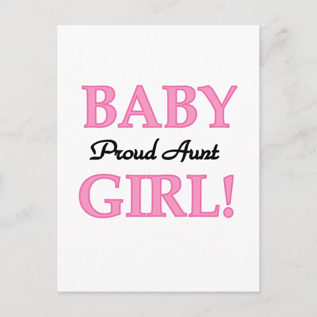 Proud Aunt Baby Girl Tshirts and Gifts Postcard (Front)