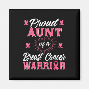 Proud Aunt Breast Cancer Warrior Awareness Pink Ri Magnet