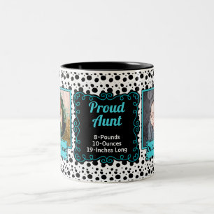 Proud Aunt Dalmatian Print Black and White Photo Two-Tone Coffee Mug