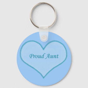 Proud Aunt Keychain, Blue Key Ring